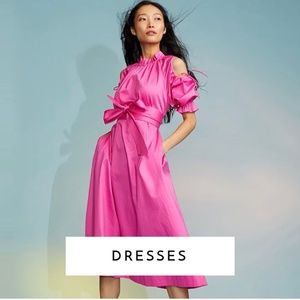 NWT Cynthia Rowley Pink Cold Shoulder Midi Dress, Size Small